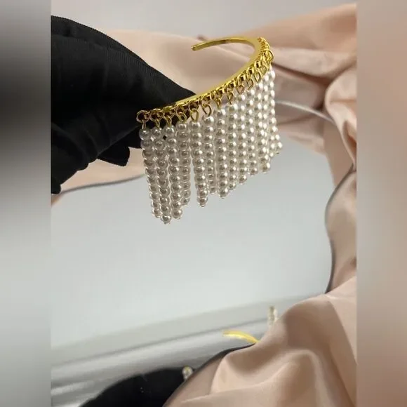 Gold & Pearl Fringe Bracelet – Glamorous and Unique - Picture 7 of 9